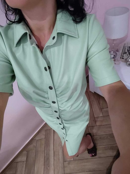 Noisy May sukienka skórzana pistacja s m l