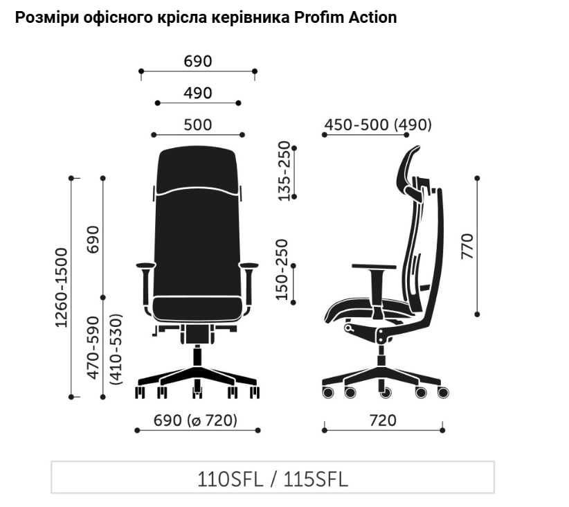 Крісло PROFIM ACTION 115 SFL - високе ергономічне крісло керівника