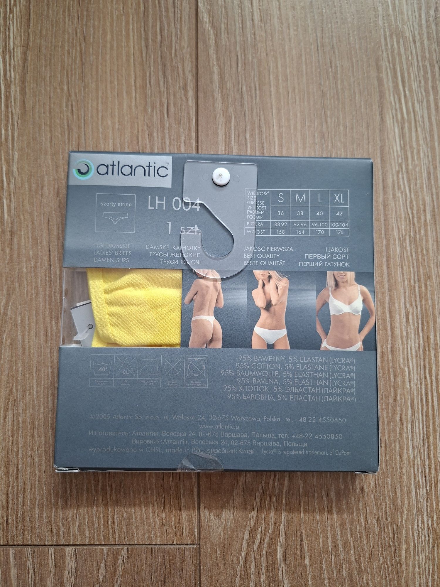 Stringi damskie Atlantic, rozmiar S, kolor żółty