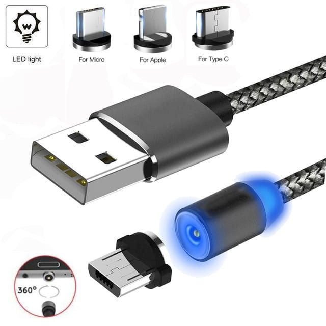 Ładowarka magnetyczna 3w1 Micro USB, Apple, USB-C