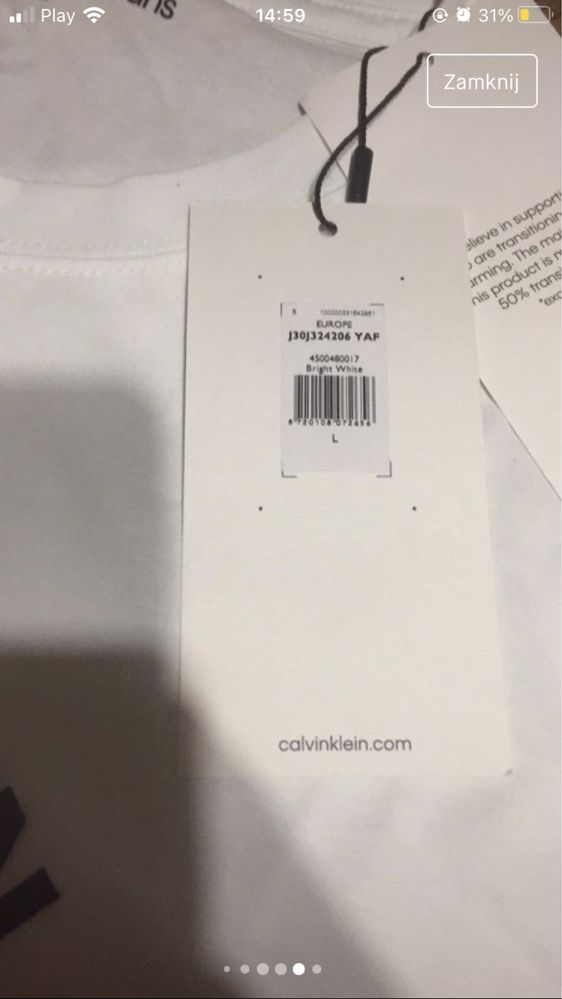Biała koszulka Calvin Klein L