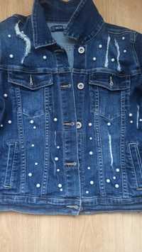 Куртка джинсова з намистинками