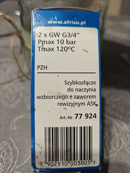 Afriso szybkozłącze do naczynia w zbiorczego z zaworem rewizyjnym ask