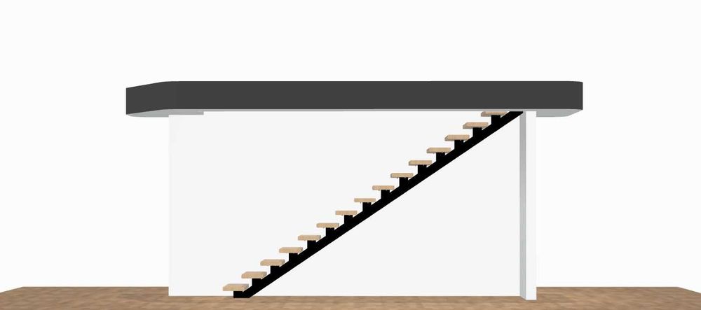 projekt schodów metalowych na jednym centralnym profilu,  DXF