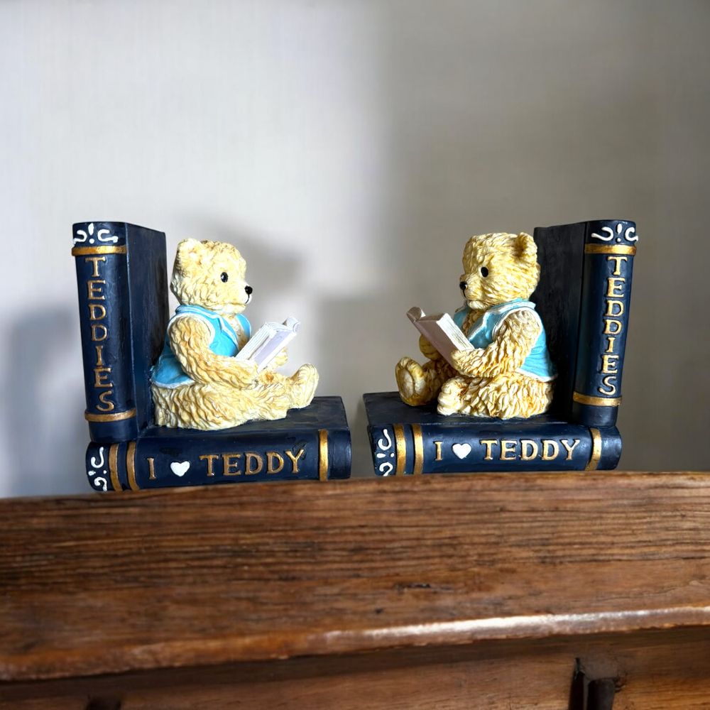 dois suportes para livros vintage em forma de ursinho de peluche