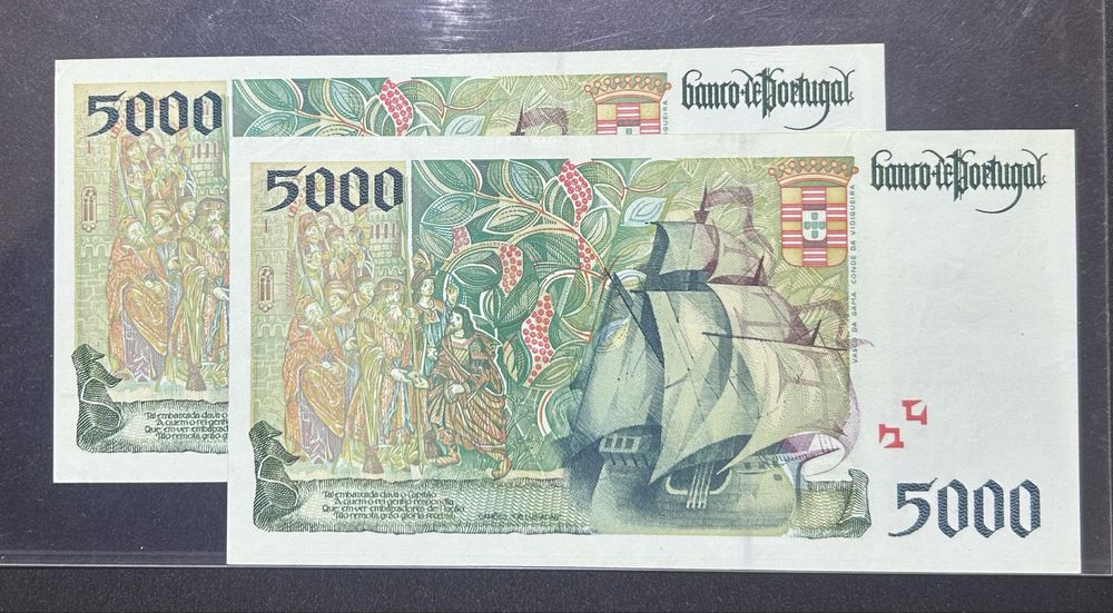 Notas 5000 escudos num seguidos