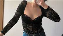 czarne body koronkowe