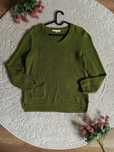 sweter Seasalt Cornwall bawełniany zielony gruby dzianinowy dekolt V k