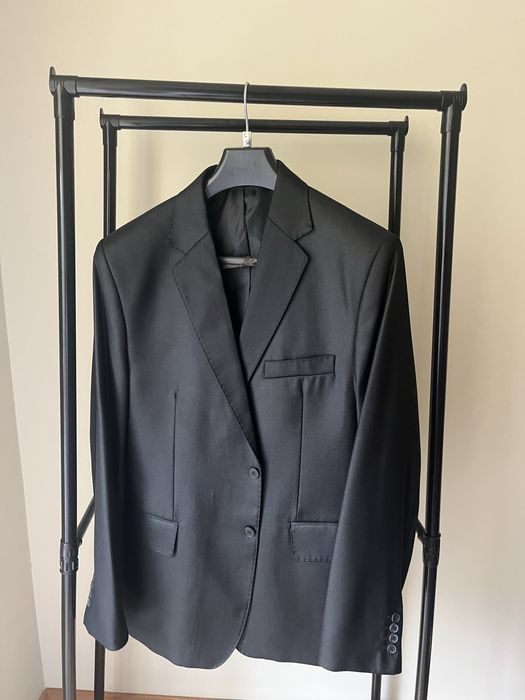 Czarny garnitur z połyskiem komplet marynarka spodnie 182/108/94