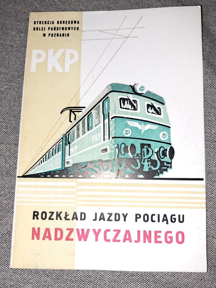 Rozkład jazdy pociągu nadzwyczajnego DOKP Poznań 5szt RARYTAS