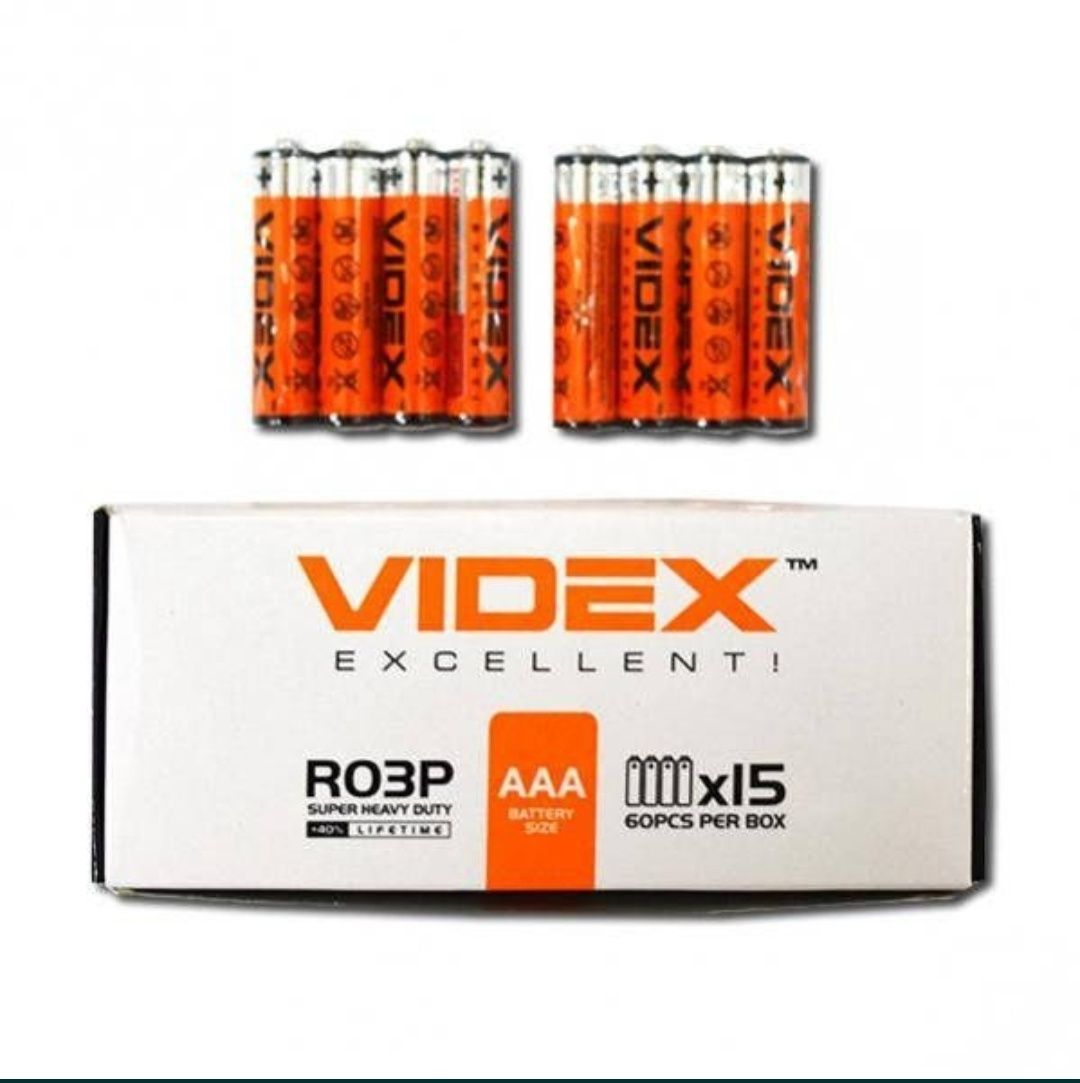 Батарейки сольові VIDEX R03P/AAA 60шт.