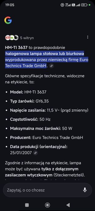 Lampa stojąca regulowana 90 cm
