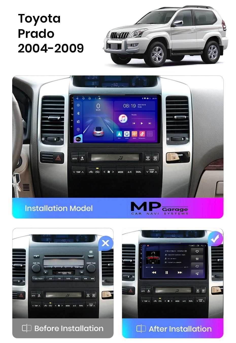 Nawigacja Android Toyota Land Cruiser_Lexus GX470 Qled CarPlay Montaż