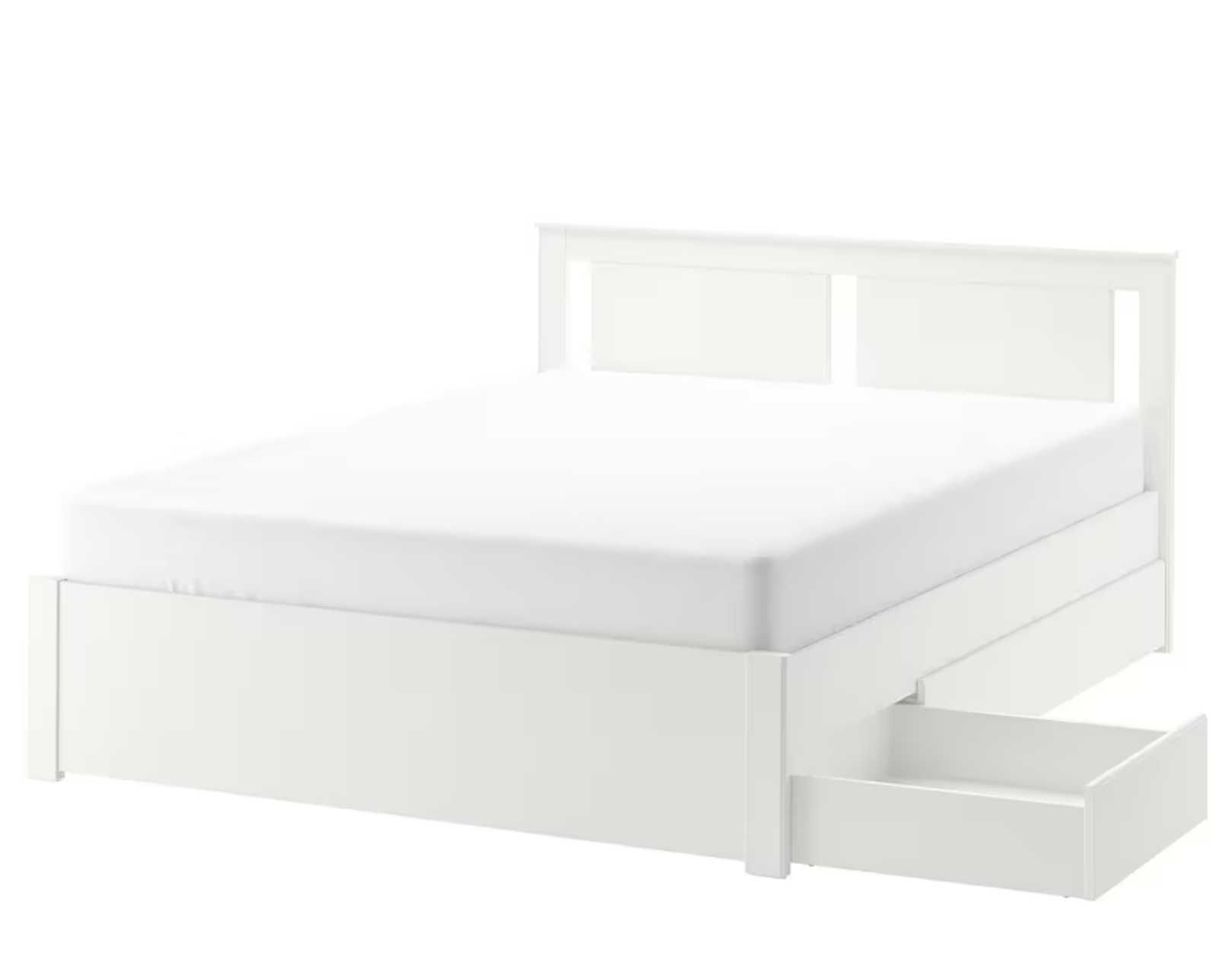 Estrutura cama c/4 gavetões, branco/Luröy, 140x200 cm