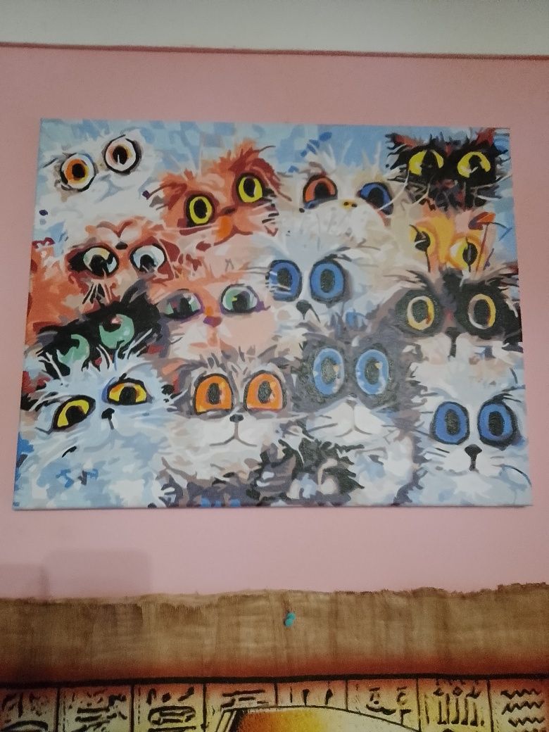 Koty obraz akryl duzy