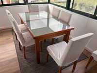 Mesa sala jantar extensivel com 8 cadeiras