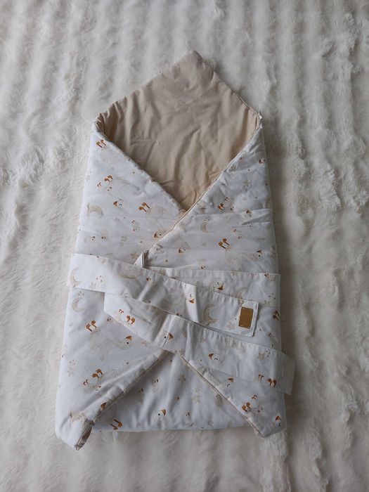 Rożek niemowlęcy 2w1 Koell – biało-beżowy w gąski, 100% bawełna