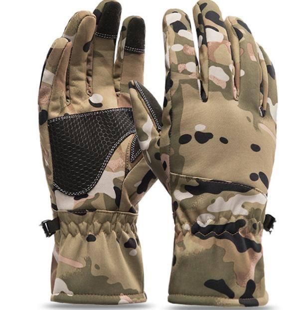 Тактичні зимові рукавиці на флісі Soft Shell мультикам М-2XL