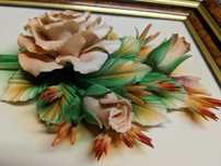 Grande Quadro de Flores porcelana biscuit italiana Capodimonti - NOVO