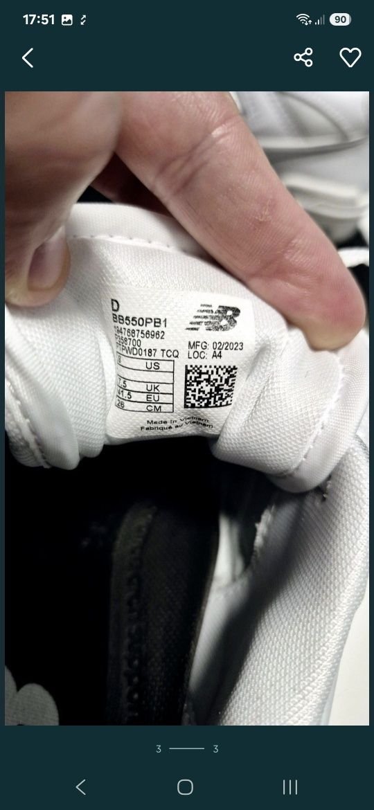 Buty New Balance 550 White Grey rozmiar 41.5 (EU) 41 nowe