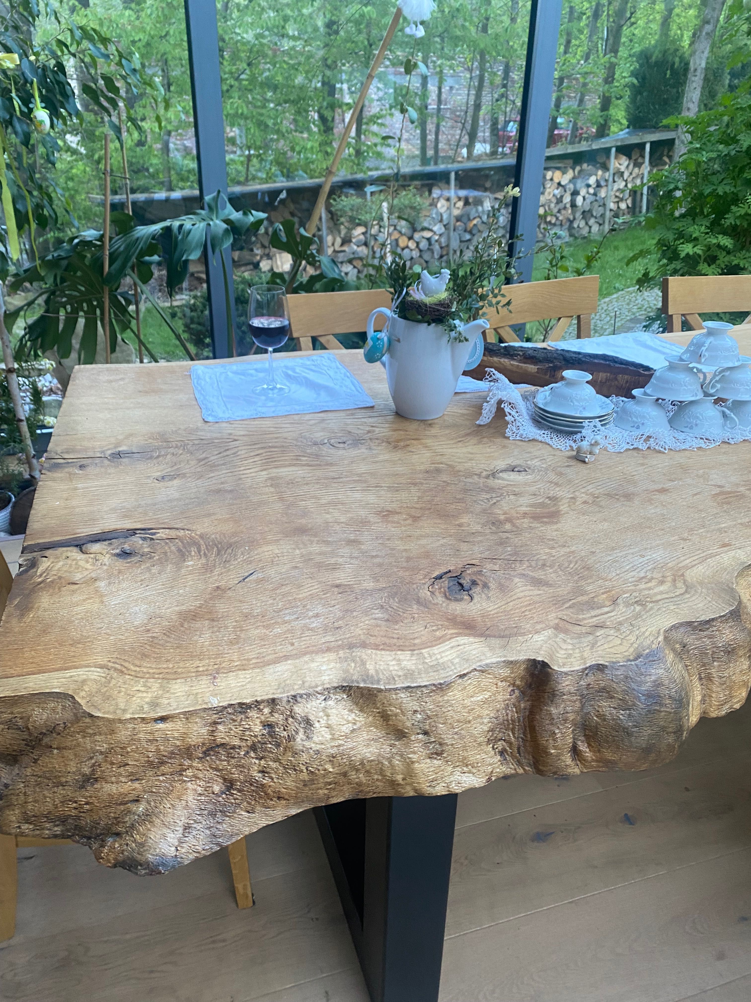 Stół dębowy lity konar cięty olejowany