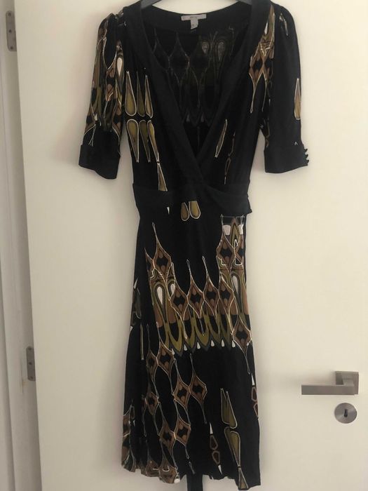 Mango Suit Vestido preto traçado - M