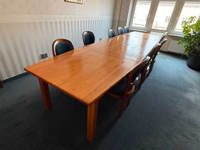 Stół konferencyjny plus 12 krzeseł - drewniane