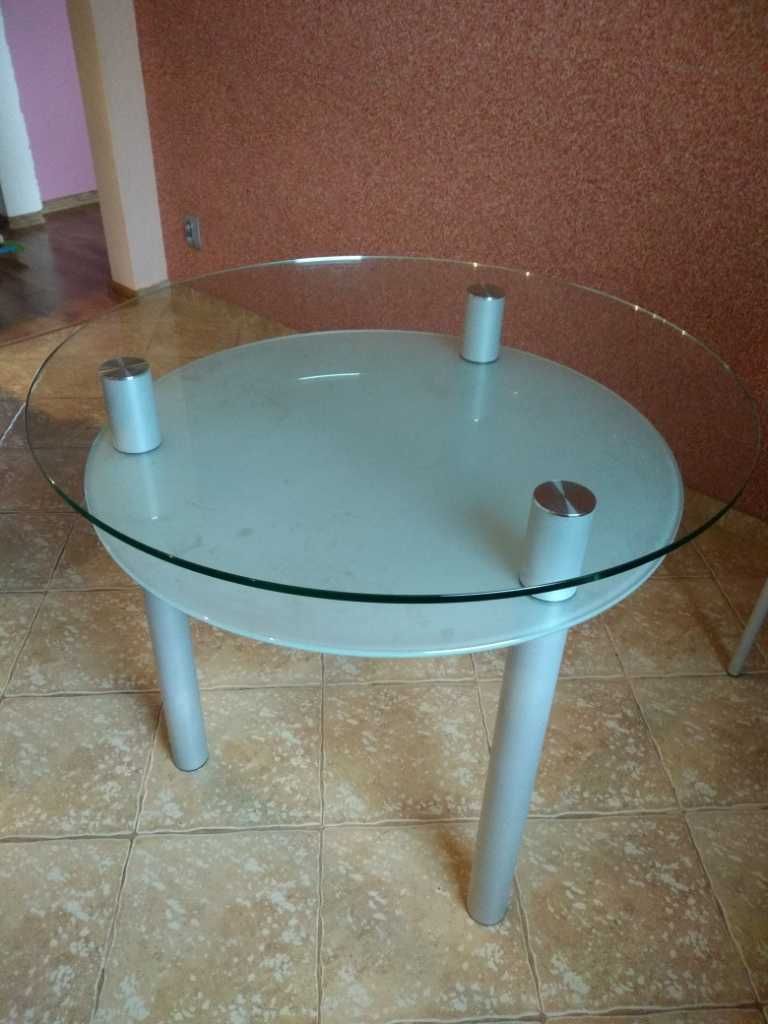 Stół kuchenny szklany okrągły i 4 krzesła