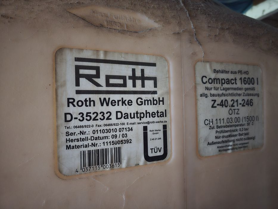 Zbiornik na paliwo, olej opałowy ROTH 1600L