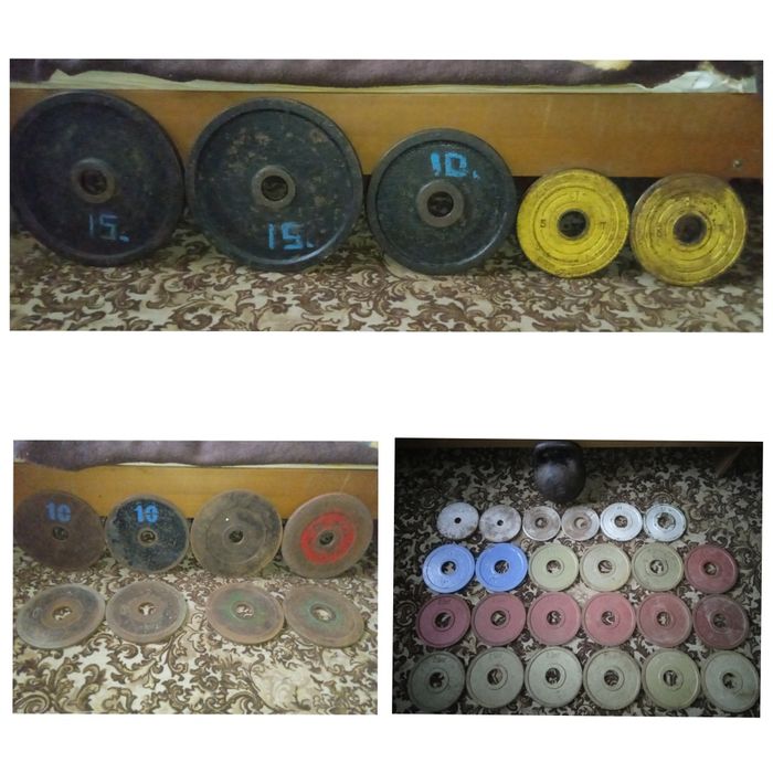 Бліни ; блины на гриф 50 ; 55 мм  по 1,25 ; 1,5 ; 2,5 ; 5 ; 10 ; 15