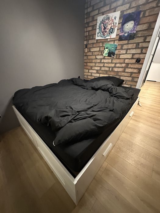 Łózko 160x200 IKEA Brimnes z szufladami + dno LEIRSUND