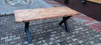 Drewniany stół z metalowym stelażem 180 x 80 x 70 LOFT, Industrial