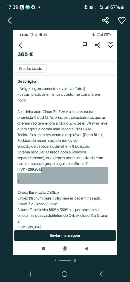 Cadeira / ovo cybex cloud z i-size com tecido antitranspirante