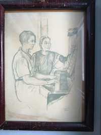 Władimir Faworski rysunek ołówek 1945r sygnowany podpis