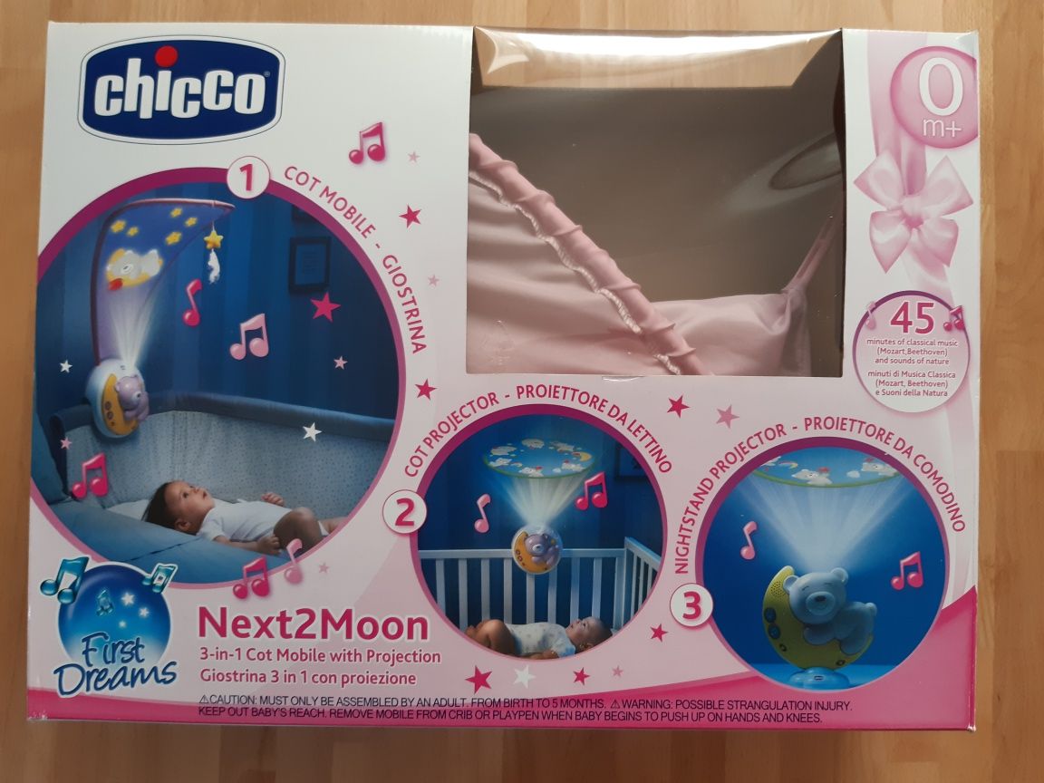 CHICCO 3w1 projektor, baldachim, karuzela Next2Moon do łóżeczka