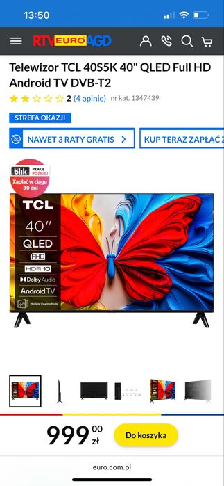 Telewizor tcl 40S5K 40” QLED Full HD