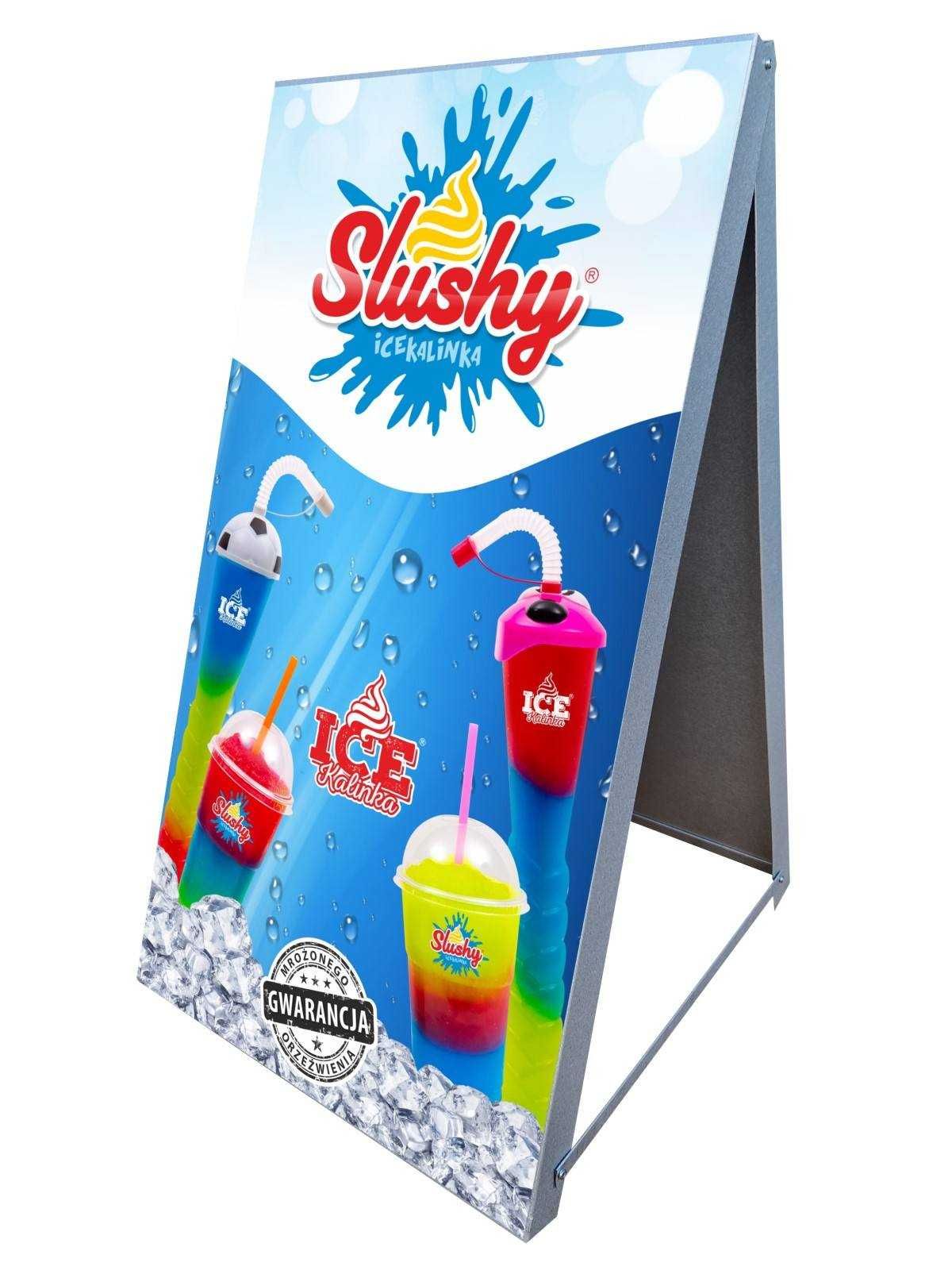 Potykacz reklamowy BUBBLE TEA GOFRY GRANITA LODY 100x50cm metalowy