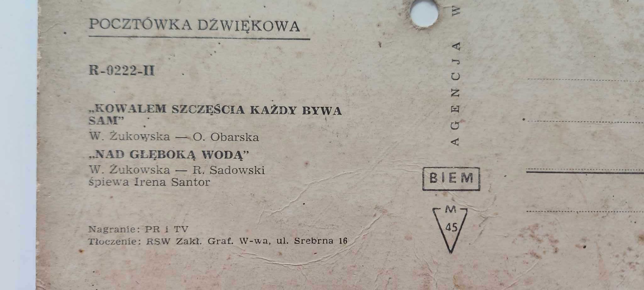 Widokówka muzyczna Irena Santor