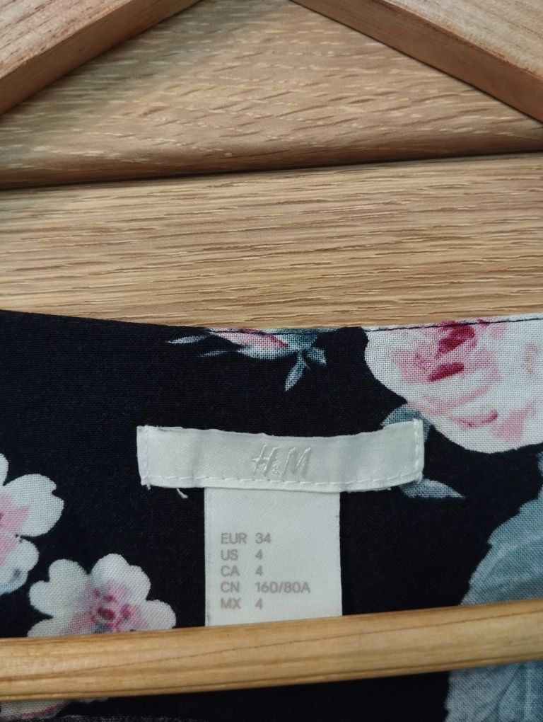 Długa sukienka w kwiaty h&m XS/S