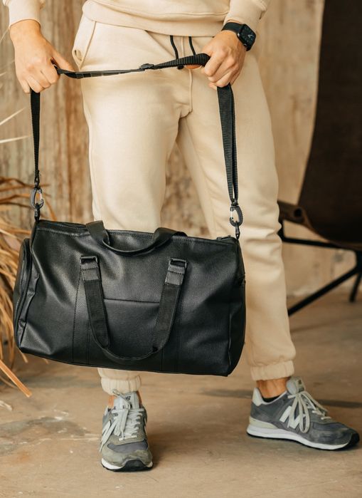 Мужская кожаная сумка через плечо, дорожная, спортивная, в спортзал