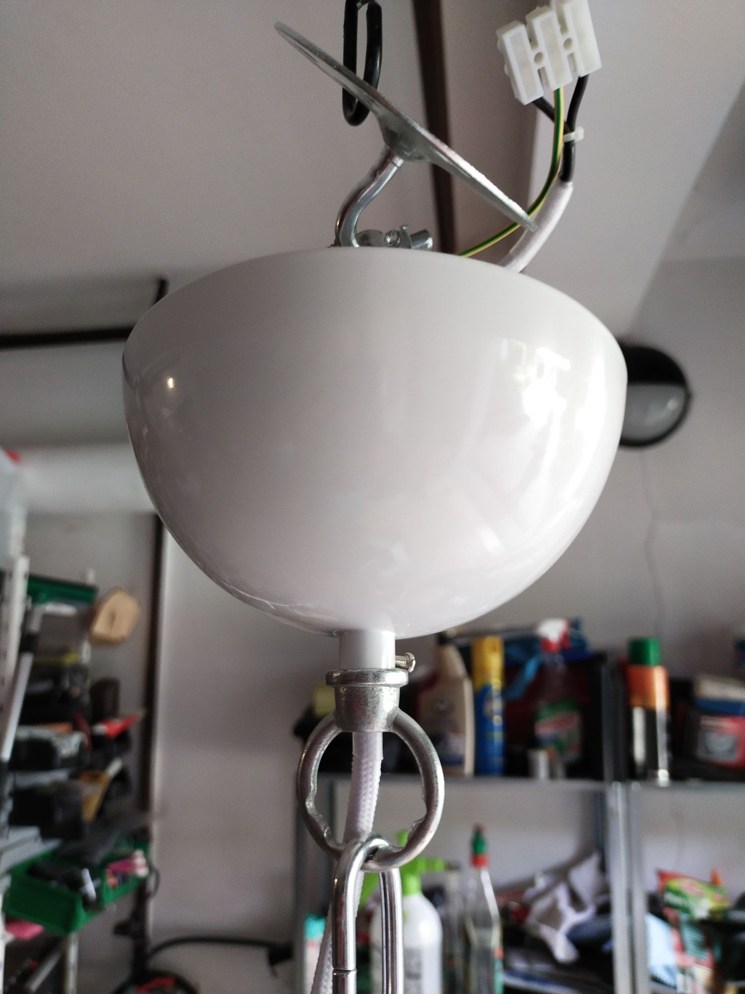 Lampa wisząca metalowa duza  biała loft