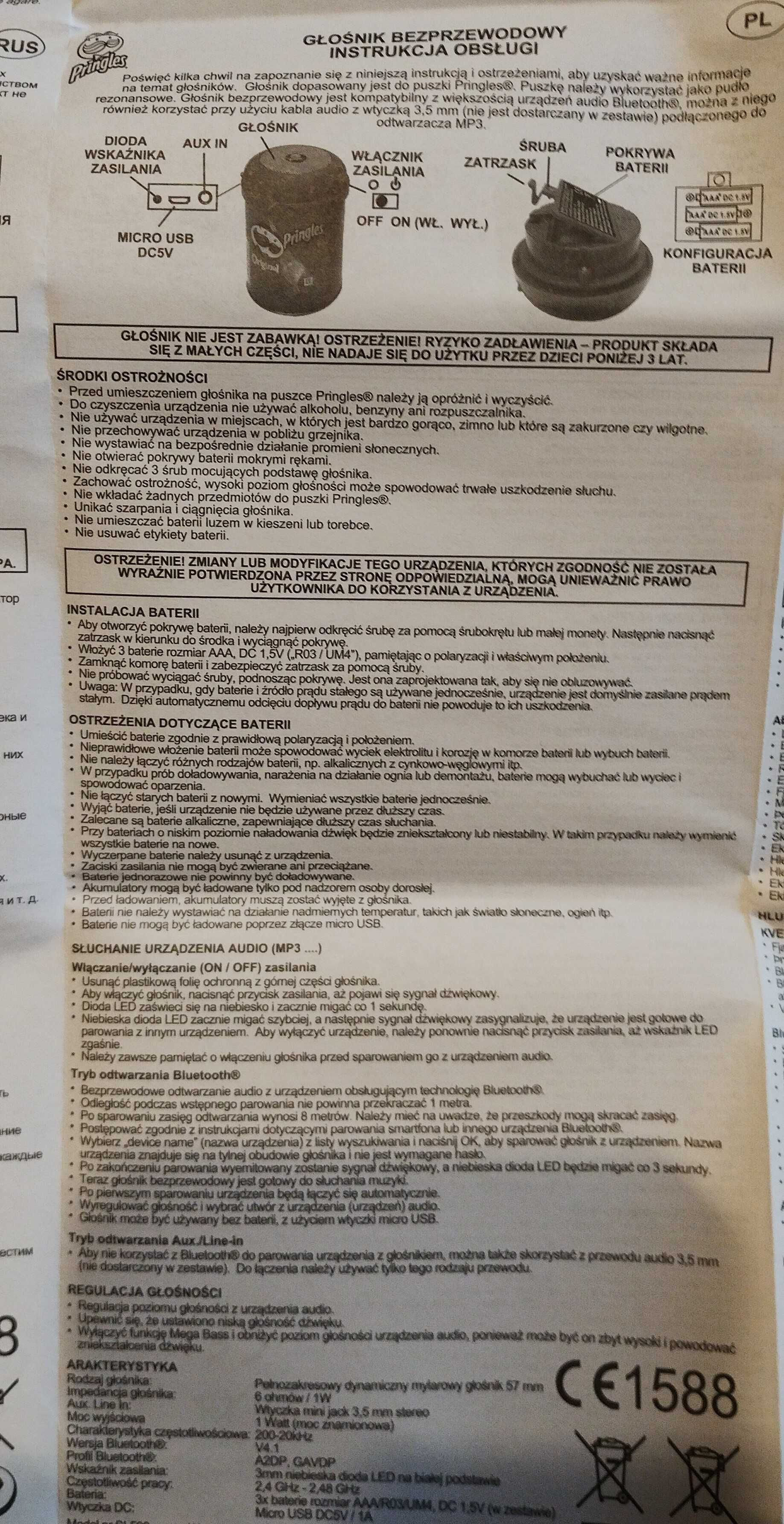 Mini głośnik na Bluetooth Pringles