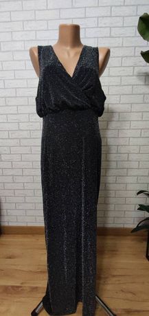Sukienka długa czarna błyszcząca L/XLL