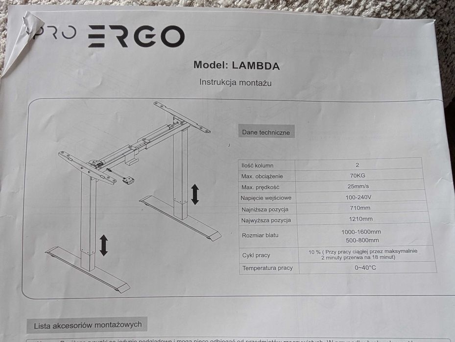 Biurko Elektryczne ProErgo 140x80 cm - IDEALNY STAN