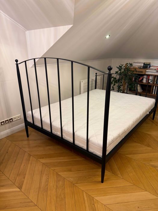 Ręcznie kute metalowe łóżko + materac 140×200 cm modernistyczny design