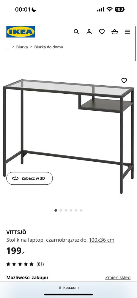 Biurko stolik Ikea VITTSJÖ