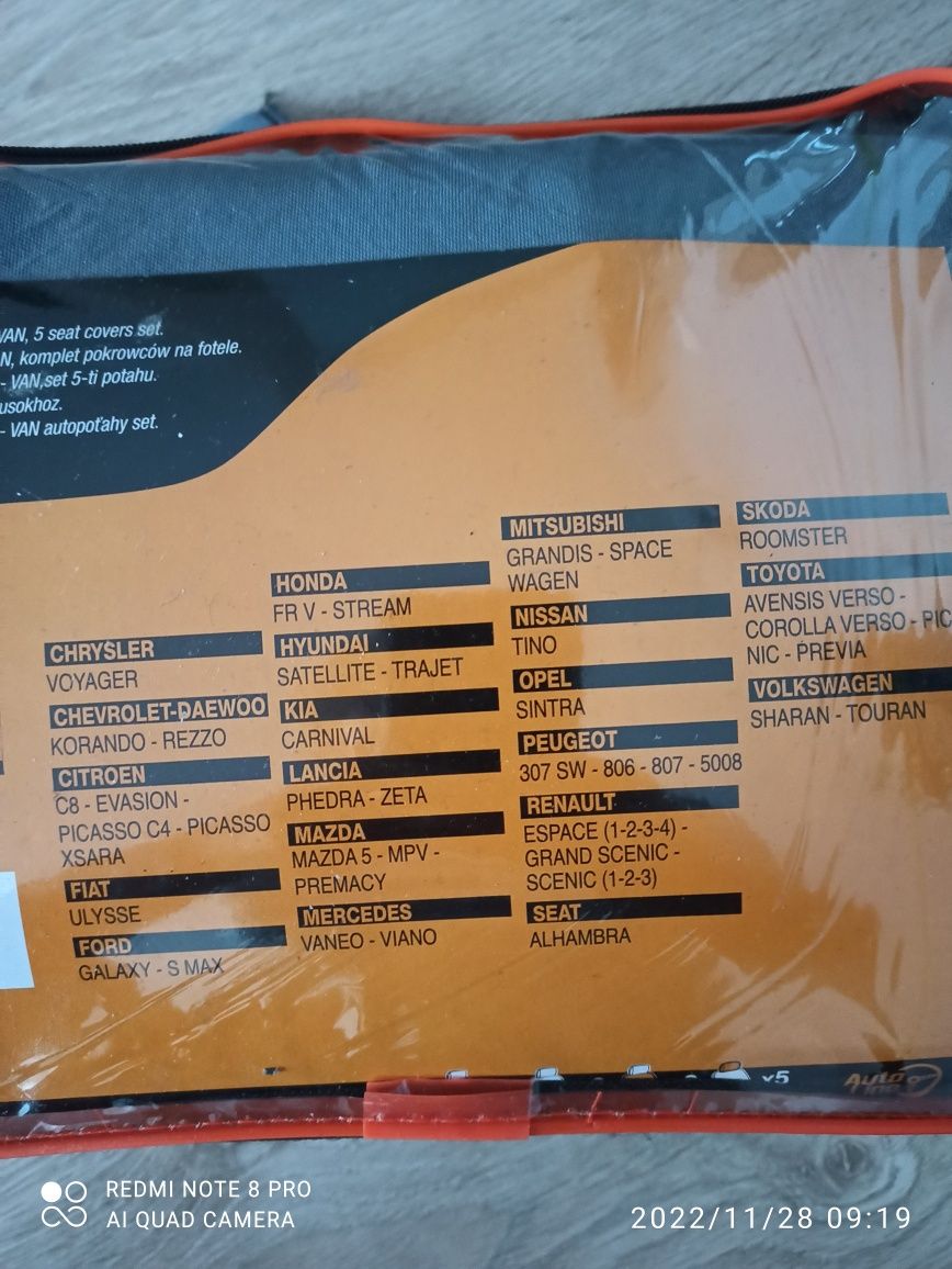 Komplet pokrowców na fotele do VANa