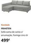SOFA CAMA FRIHETEN IKEA c/arrumaçao cinze