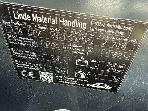 Linde L14SP wózek paletowy z masztem 3,4m 2016r rydwan podest