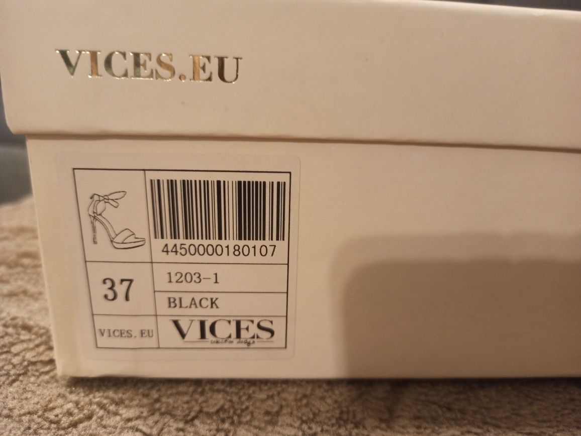 Czarne sandały damskie, szpilki Vices 1203-1 rozm. 37